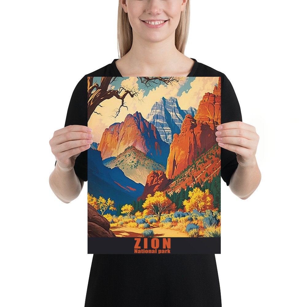 Discover Parc National De Zion De Style Vintage Poster