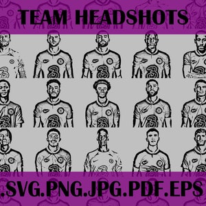 Chelsea Squad Team players Headshots Football Soccer 2022 2023 .svg .png .eps vector files