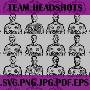 Everton Squad Team players Headshots Football Soccer 2022 2023 .svg .png .eps vector files