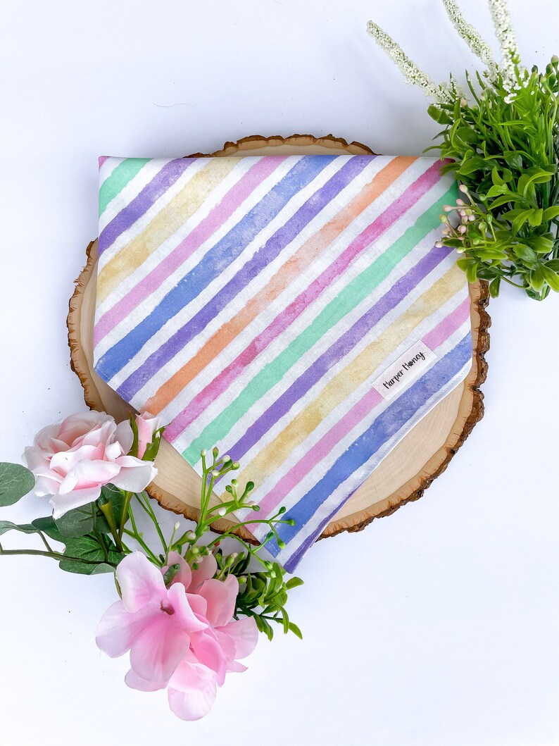 Striped Bandana Spring Colors Spring Stripes Bandana White Pet bandana