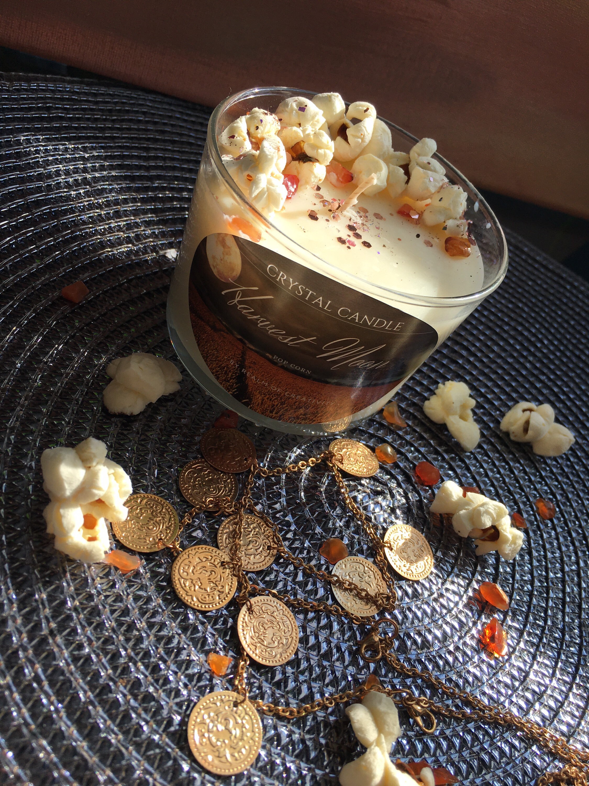 Bougie Artisanale/Crystal Candle ~ Pop Corn