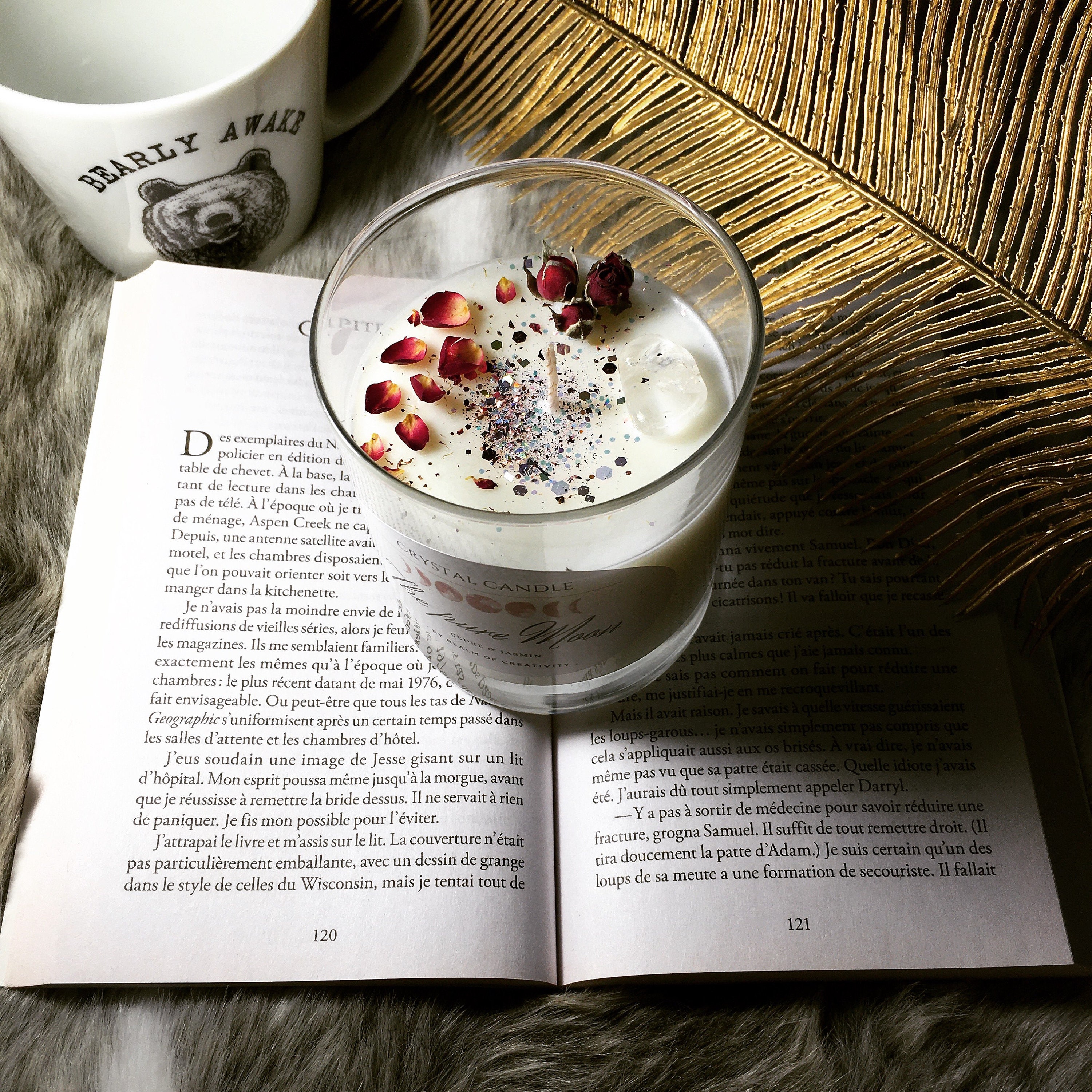 Bougie Artisanale/Crystal Candle ~ Cèdre & Jasmin