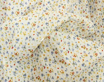 Colorful Flowers Double Cotton Gauze Fabric: Floral Crinkled Muslin, Baby Swaddling Clothes Blanket Material