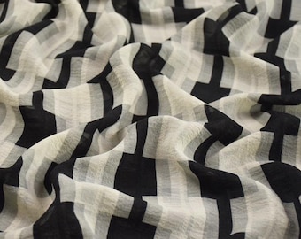 Black White Plaid Chiffon Fabric: Dresses Blouse Garments Sewing Material, DIY Craft Decor Fabric