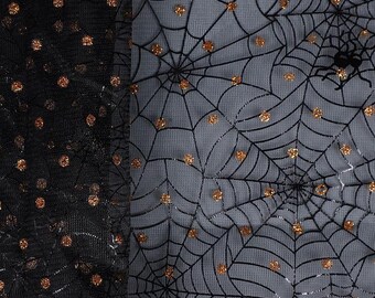 Halloween Black Spider Web Mesh Tulle Fabric: Cosplay Dresses Garments Material, Stage Wall Decor