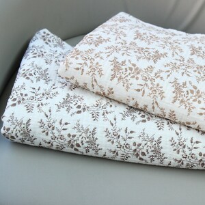 Retro Leaves Dubbelgasväv: Tryckt krusad muslin, linda kläder pyjamas filt sömnadsmaterial