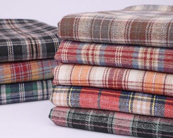 Plaid Jacquard Brushed Flannel Fabric: Polyester Cotton, Check Garments Dresses Shirt Sewing Craft Material