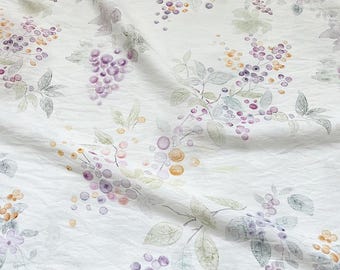 Chinoiserie Floral Grape Cotton Blended Fabric: Dresses Garments Sewing Craft Upholstery Decor Material