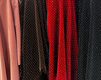Shiny Rhinestone Velvet Fabric: 100%Polyester, Non-stretch, Dresses Garments Sewing Craft Upholstery Material
