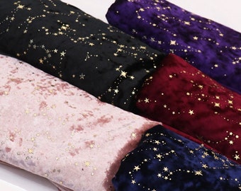 Star Velvet Fabric, Shiny Glitter Starry Sky Velvet Fabric, Black Blue Red Velvet Fabric, DIY Material, Winter Dress Fabric