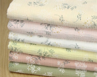 Flower Gauze Fabric, Multicolor Flowers Crinkled Muslin Gauze, By The Half Yard, 100% Cotton Double Gauze Fabric, Gauze For Baby Kids