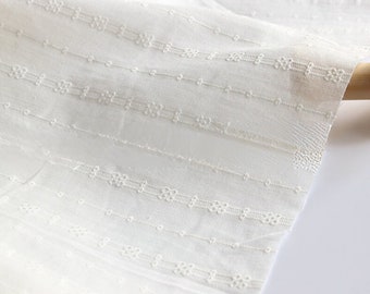 White Cotton Jacquard Fabric: 100% Cotton, Soft DIY Sewing Craft Upholstery Material