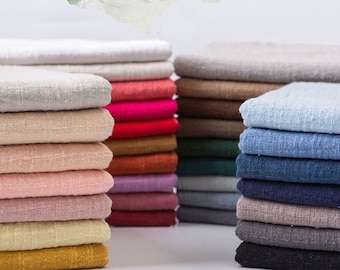 Cotton Linen Blend By The Yard, Multicolor Solid Color Cotton Linen Fabric, Dresses Spring Summer Fabric, DIY Material