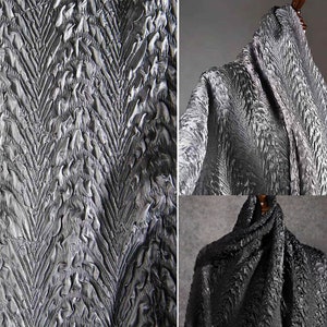 Dragon Scale Fabric, Black Silver 3D Textured Fabric By The Yard, Jacquard Pleated Fabric, DIY Sewing Material, Concave And Convex Fabric