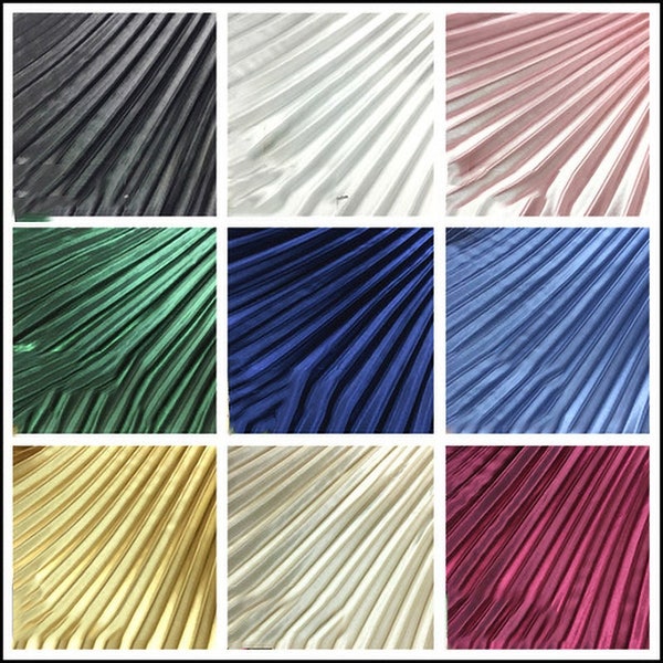 Pleated Satin Fabric By The Yard, Solid Color Fabric For Dresses, DIY Material, Fashion Fabric For Clothes