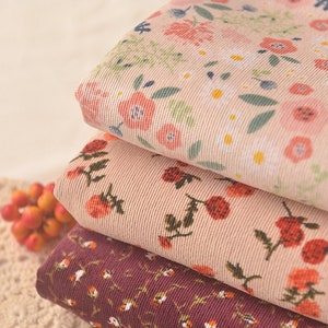 Floral Corduroy Fabric, DIY Pretty Colorful Flowers Corduroy Fabric, Jacket Coat Fabric, DIY Clothes Material, By The Yard