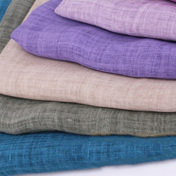 Tissu ramie par mètre, Tissu ramie pur de couleur unie, 100 % ramie multicolore, Matériel de couture bricolage, Tissu pour robes d'été, Tissu de décoration