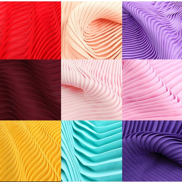 Pleated Chiffon Fabric, Multicolor Solid Color Chiffon Fabric By The Yard, DIY Dresses Material, Cosplay Fabric, Home Decoration Fabric