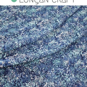 Flower Chiffon Fabric, Cyan Green Flowers Pearl Chiffon Fabric, Soft Thin Spring Summer Dresses Blouse Fabric, DIY Sewing Craft Material