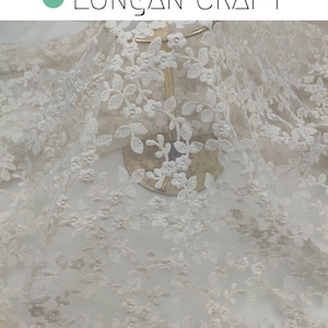 Embroidered White Flower Organza Tulle Fabric: DIY Dress Material, Stage Wedding Fabric