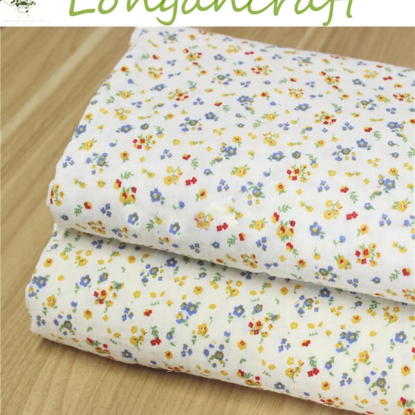 Floral Gauze Fabric, Colorful Small Flowers Double Cotton Gauze, DIY Crinkled Muslin Fabric For Baby, Cotton Swaddling Blanket Material