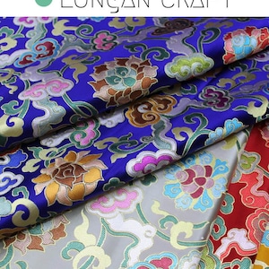Floral Brocade Fabric, Chinese Style Lotus Flower Jacquard Brocade Fabric, Dress Material, Home Upholstery Fabric, Sofa Chair Curtain Fabric