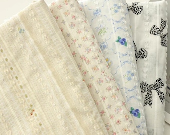 Floral Stripe Jacquard Cotton Fabric: Dresses Shirt Clothes Sewing Fabric, Upholstery Craft Material