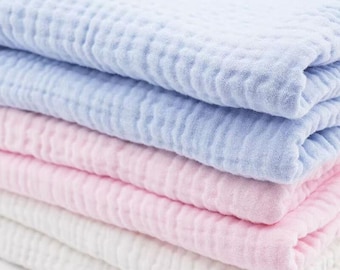 Four Layers 100%Cotton Muslin Fabric: Wrinkled Crinkle Gauze, Blanket Quilt Sewing Craft Material