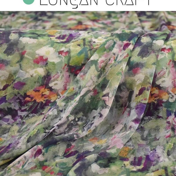 Watercolor Floral Chiffon Fabric: Lightweight Summer Sewing Material, Dresses Blouse Fabric