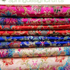 Floral Brocade Fabric: Chinese Style, Jacquard, Polyester, DIY Sewing Craft Upholstery Material image 2