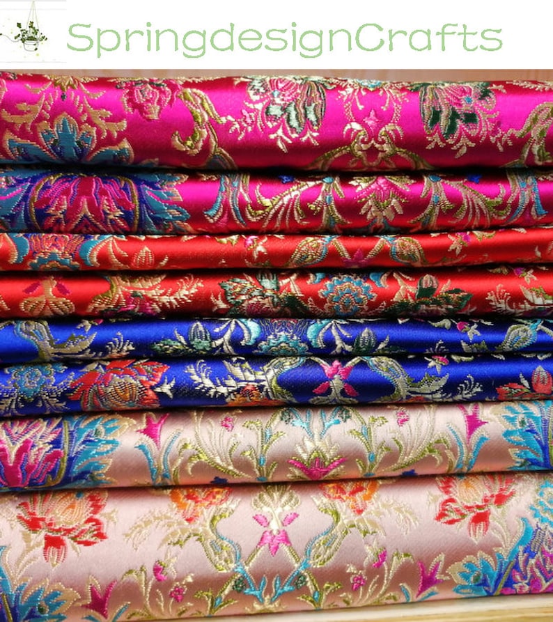 Floral Brocade Fabric: Chinese Style, Jacquard, Polyester, DIY Sewing Craft Upholstery Material image 2