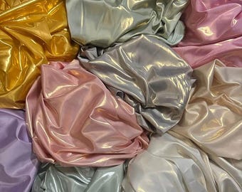 Tecido de cetim metálico: material brilhante para fantasias de festa, tecido de estofamento para costura artesanal