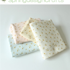 Floral Double Gauze Fabric: 100%Cotton, Crinkled Muslin By The Yard