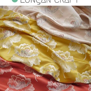 Floral Jacquard Fabric, Chinese Style Peony Flower Jacquard Satin Fabric, DIY Dresses Sewing Material, Sofa Chair Curatin Upholstery Fabric