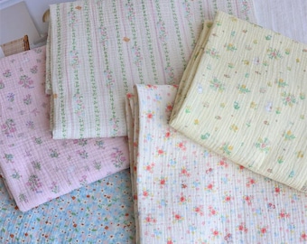 Floral Double Cotton Gauze Fabric: Soft Crinkled Muslin, Swaddling Clothes Blanket Craft Sewing Material