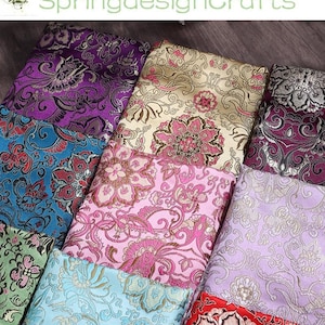 Floral Brocade Fabric: Silk Jacquard, Chinese Style Lotus, Sofa Chair Upholstery Material, Sewing Craft