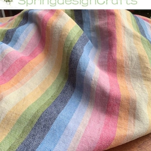 Katoenen linnen met regenboogstreep: zwaar dik linnen, kleding, jurken, gordijnstof, ambachtelijk materiaal