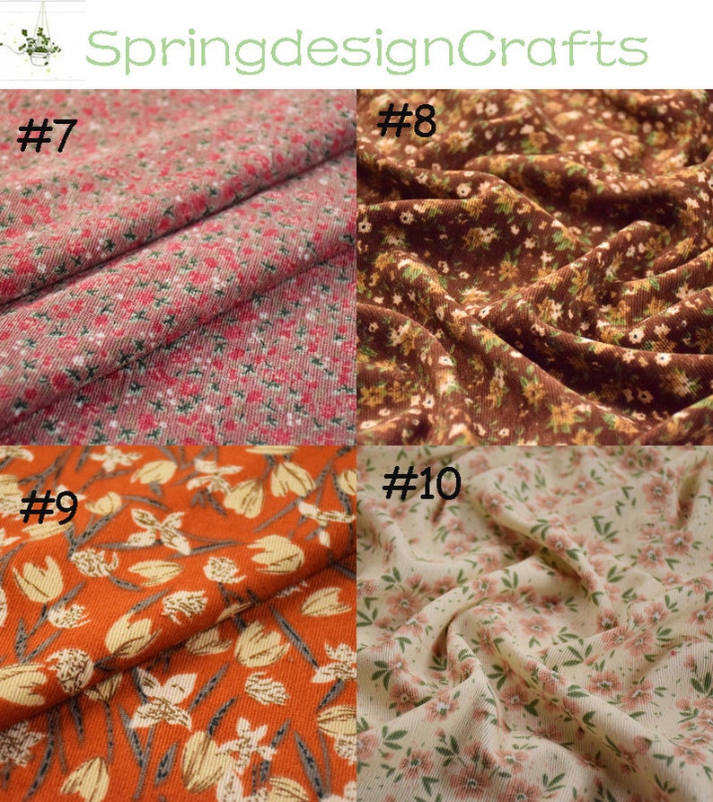 Curdoroy Pattern Floral Corduroy Fabric: Colorful DIY Clothes Material - by the Yard ...