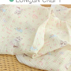 Dubbele katoenen gaasstof, bloemen katten 100% katoen crêpestof, dierlijke mousseline gekreukt gaas, baby kinderdoek deken inbakeren materiaal