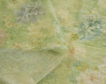 Green Floral Tencel Wool Fabric: Watercolor Flowers Printed, Dresses Shirt Blouse Sewing Material