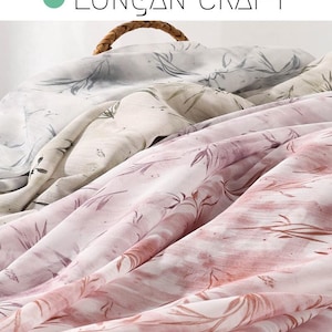 Floral Chiffon Fabric: Retro Chinese Style Bamboo Print, Soft & Lightweight, Sewing Craft Curtain Material