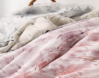 Floral Chiffon Fabric: Retro Chinese Style Bamboo Print, Soft & Lightweight, Sewing Craft Curtain Material