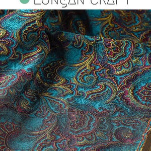 Textured Jacquard Fabric, Retro Blue Floral Jacquard Fabric, DIY Dresses Coat Sewing Craft Material, Sofa Chair Home Upholstery Fabric