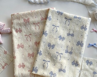 Bowknot Swiss Dot Cotton Fabric: Dot Stripe Jacquard, Dresses Blouse Garments Sewing Craft Material