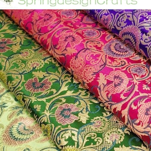 Floral Brocade Fabric By The Yard, Colorful Jacquard Flower Brocade Fabric, DIY Sewing Material, Upholstery Fabric