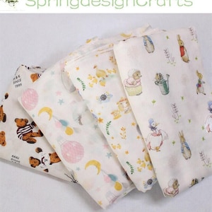 Double Gauze Fabric By The Yard, Animal Bamboo Cotton Double Gauze, Printed Frog Bear Bamboo Muslin Gauze Fabric, Baby Kids Swaddle Fabric
