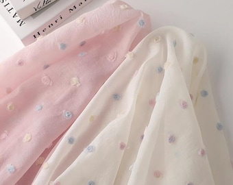 3D Rose Floral Embroidered Chiffon Fabric: Girl Dresses Shirt Garments Sewing Craft Material