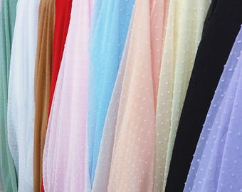 Polka Dot Jacquard Chiffon Fabric: Swiss Dot, Dresses Blouse Shirt Garments Sewing Craft Material