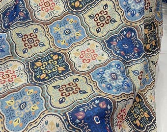 Bohemian Ethnic Floral Jacquard Fabric: Sofa Cushion Bags Tablecloth Craft Upholstery Sewing Decor Fabric