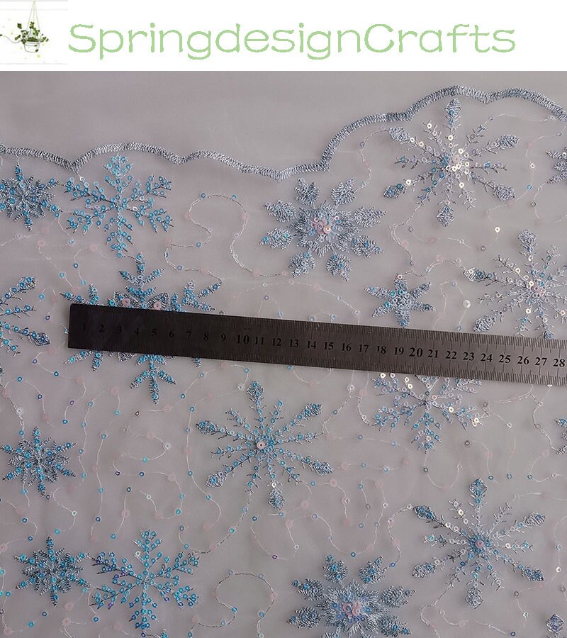 Tessuto Tulle Con Glitter A Fiocco Di Neve – 150x100 Cm – Blu Cielo – Fibra Poliestere Con Paillettes – Per Abiti Da Sposa, Tutù E Decorazioni Fai Da Te